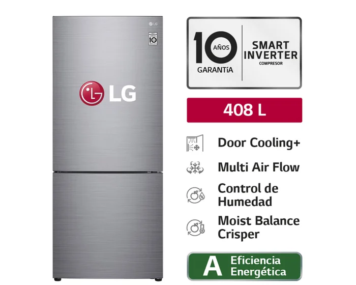 Refrigeradora LG Bottom Freezer GB41BPP Door Cooling 408L