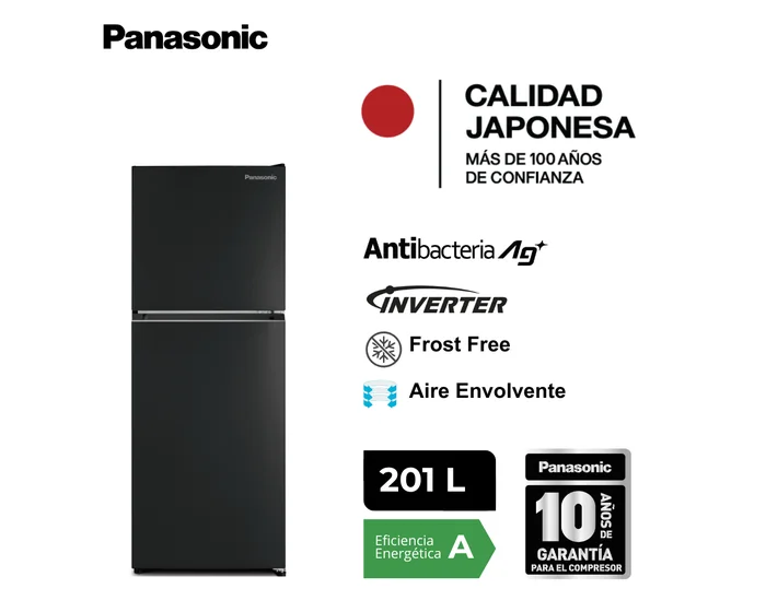 Refrigeradora Panasonic Top Freezer 201 L Negro BT30