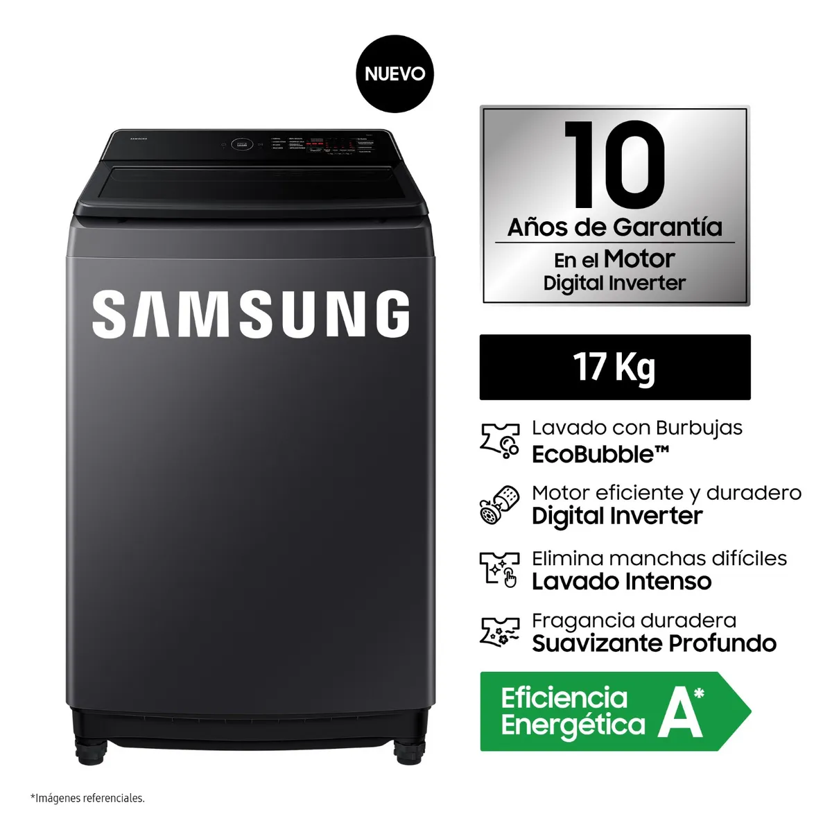 Lavadora Samsung Ecobubble 17kg Gris 